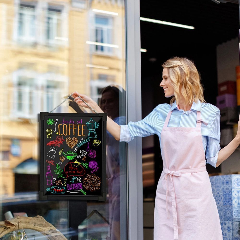 LED Message Sign Board- Erasable Writing Drawing Neon Sign with 8 Colorful Markers - Perfect for Children, Back to School, Home, Office, Restaurants, Bar, Holiday Celebration Gift,Various Size