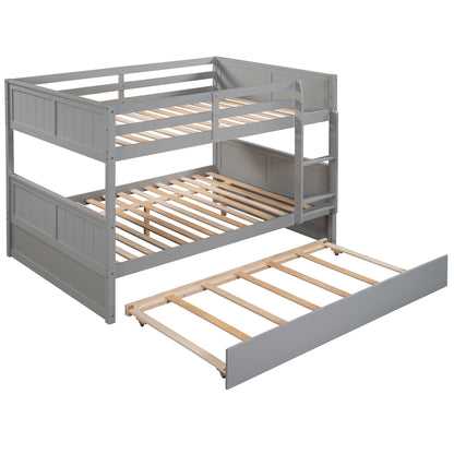 Full Over Full Bunk Bed with Twin Size Trundle, Gray ( old sku: LP000150AAE )