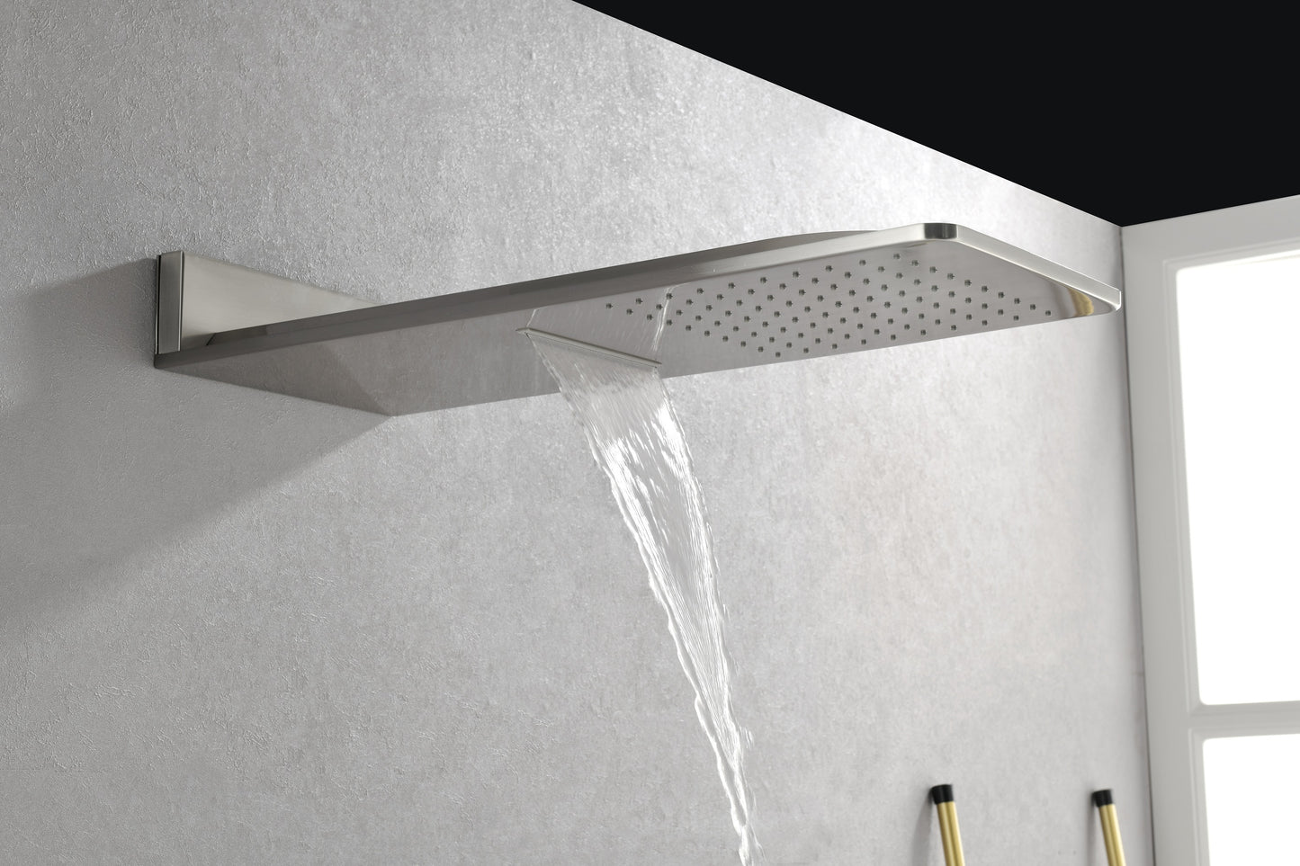 Wall Mounted Waterfall Rain Shower System With 3 Body Sprays & Handheld Shower