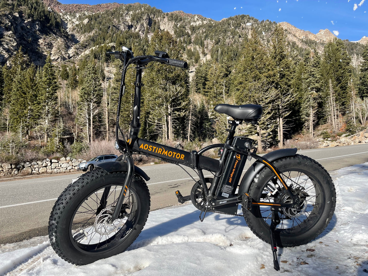 AOSTIRMOTOR Folding Electric Bike Ebike Bicycle 500W Motor 20" Fat Tire With 36V/13Ah Li-Battery Beach Snow Bicycle  A20