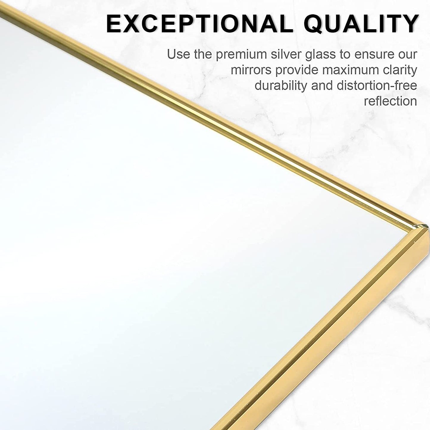 Full Length Mirror, Floor Mirror with Stand, Dressing Mirror , Bedroom Mirror with Aluminium Frame 65"x22", Gold