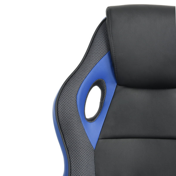 Gaming Office Chair with Fabric Adjustable Swivel, BLACK AND BLUE