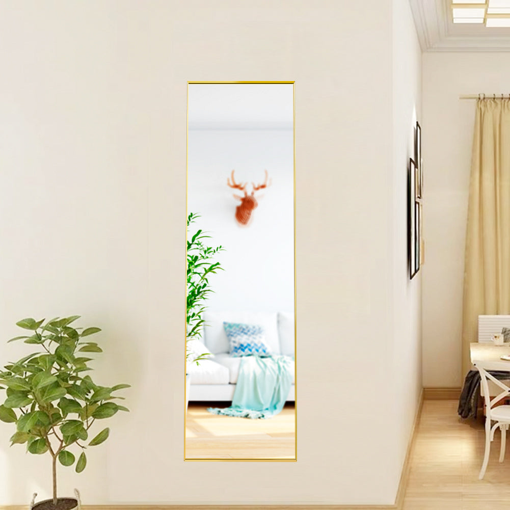 Miro 1500 400-g    Full Length Mirror Floor Mirror Hanging Standing or Leaning, Bedroom Mirror Wall-Mounted Mirror with Gold Aluminum Alloy Frame, 59" x 15.7"