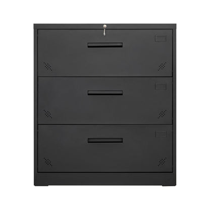 3 Drawer Lateral Filing Cabinet for Legal/Letter A4 Size, Large Deep Drawers Locked by Keys, Locking Wide File Cabinet for Home Office, Metal Steel