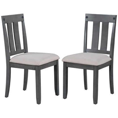 TREXM Rustic Farmhouse 6-Piece Wooden Rustic Style Dining Set, Including Table, 4 Chairs & Bench (Gray)