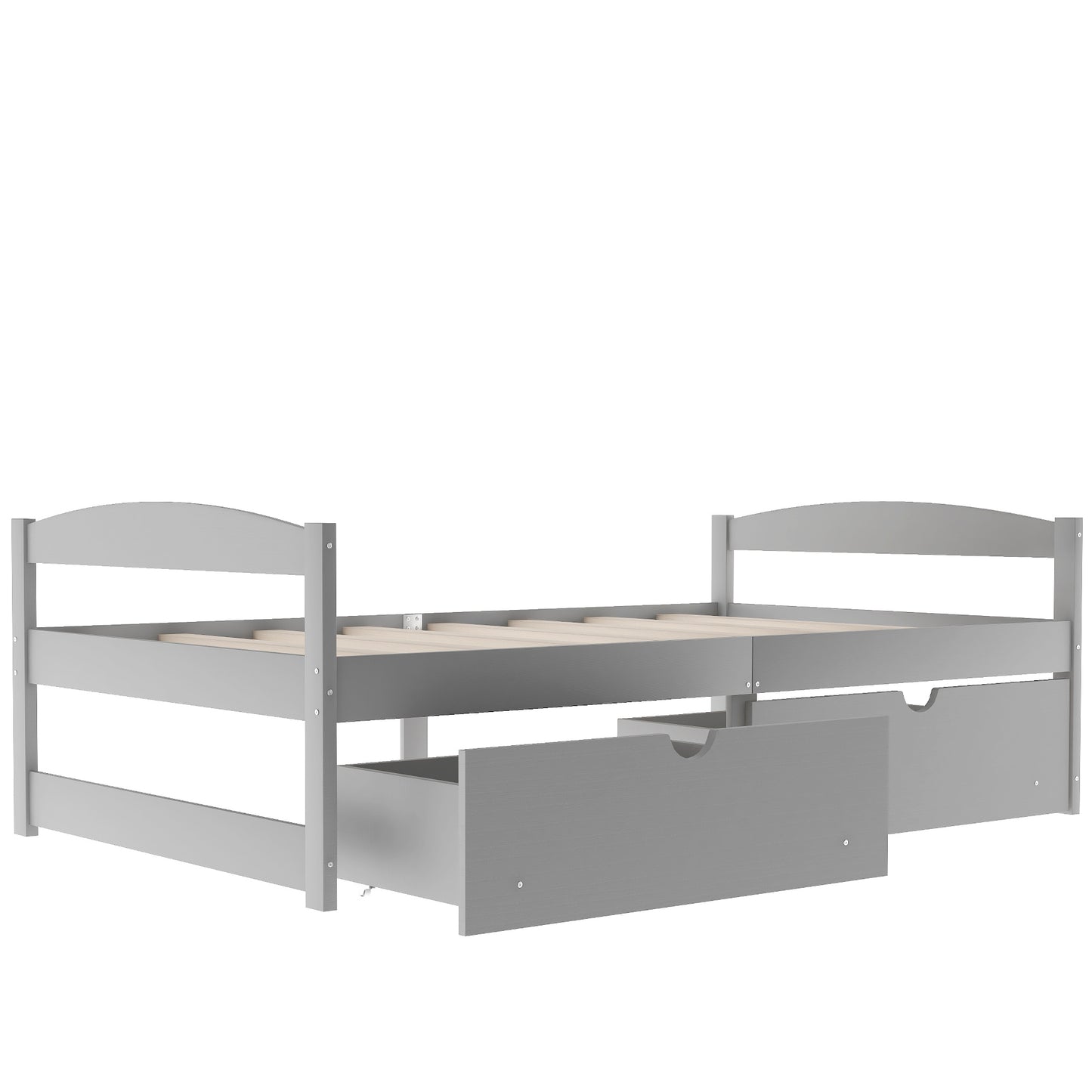 Twin size platform bed, with two drawers, gray （New）