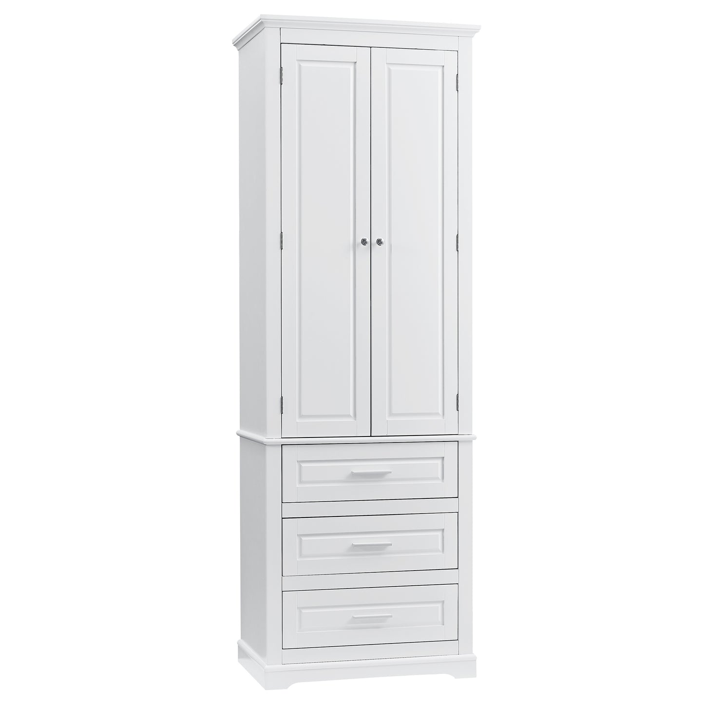 Tall Storage Cabinet with Three Drawers for Bathroom/Office, White