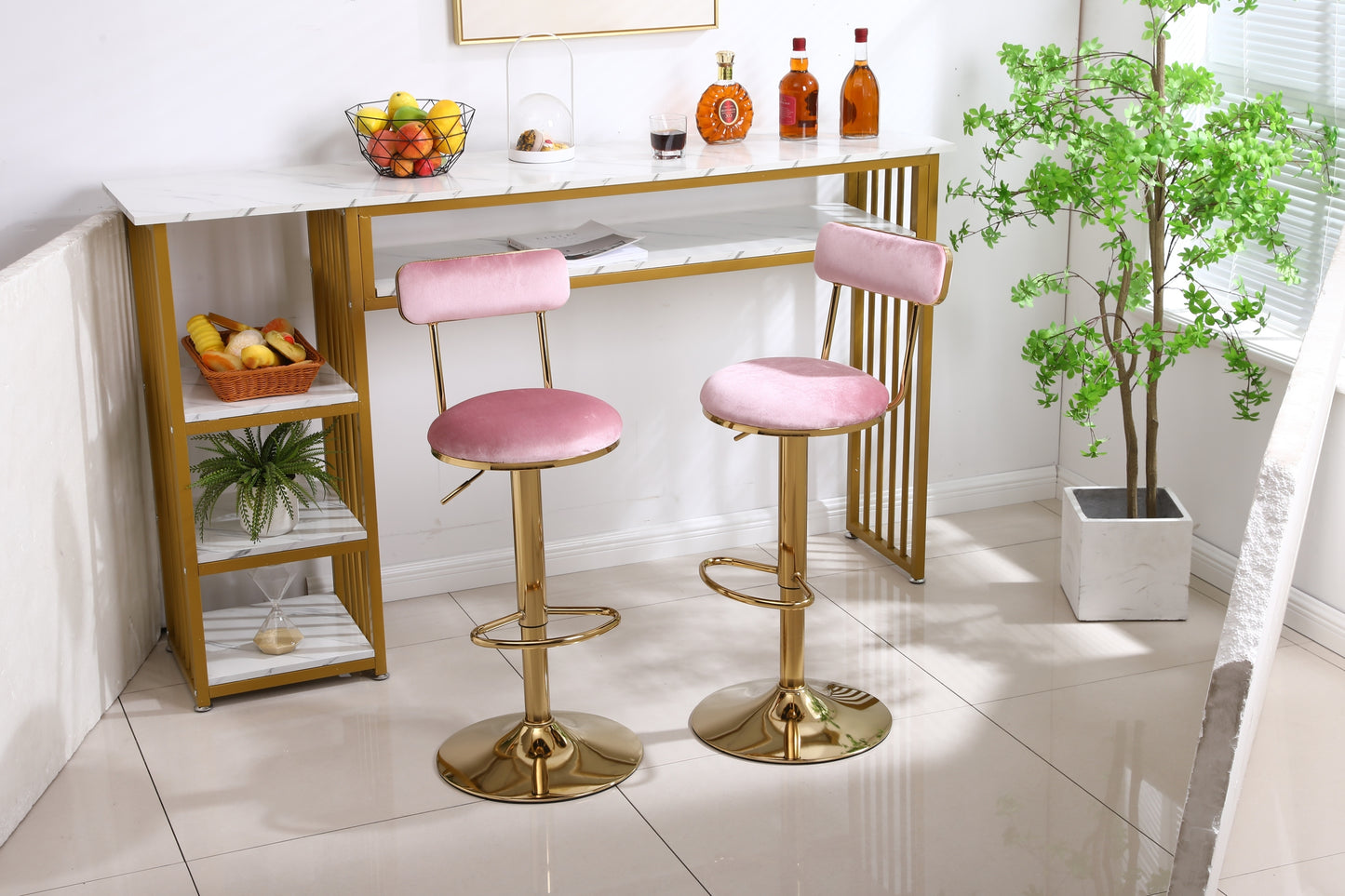 Bar Stools with Back and Footrest Counter Height Dining Chairs  2pcs/ctn