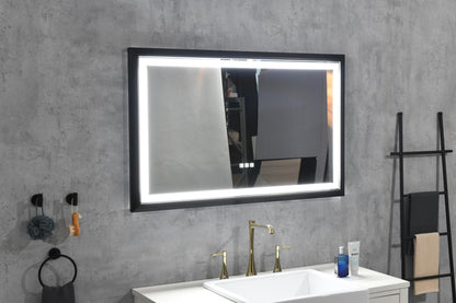 42 in. W x24 in. H Oversized Rectangular Black Framed LED Mirror Anti-Fog Dimmable Wall Mount Bathroom Vanity Mirror