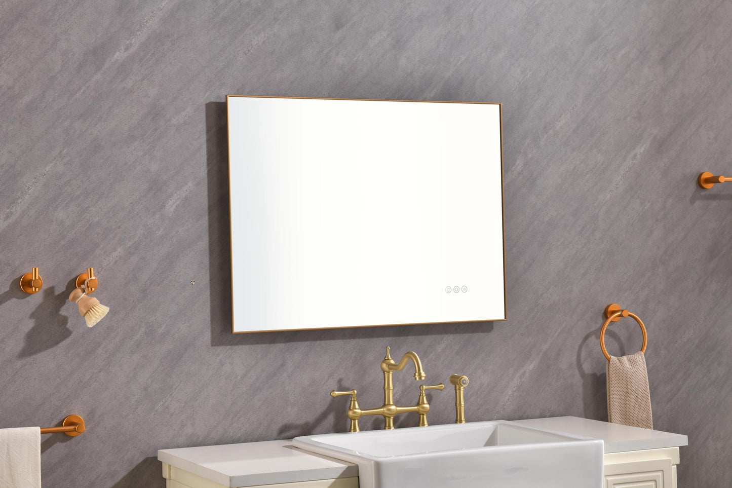 Super Bright Led Bathroom Mirror with Lights, Metal Frame Mirror Wall Mounted Lighted Vanity Mirrors for Wall, Anti Fog Dimmable Led Mirror for Makeup, Horizontal/Verti