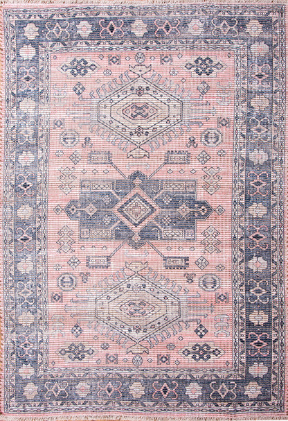 Blue/Natural/Coral/Ivory Area Rug