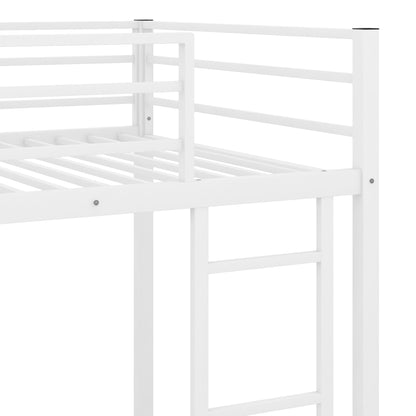 Twin over Twin Metal Bunk Bed, Low Bunk Bed with Ladder,White(OLD SKU:MF197033AAK)