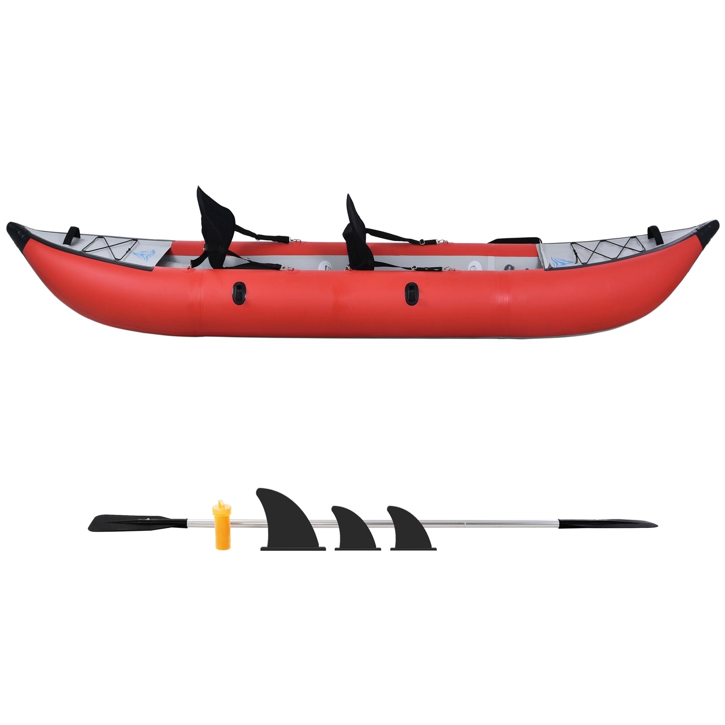 Inflatable Kayak Set with Paddle & Air Pump, Portable Recreational Touring Kayak Foldable Fishing Touring Kayaks, Deluxe Extended Version Tandem 2 Person Kayak