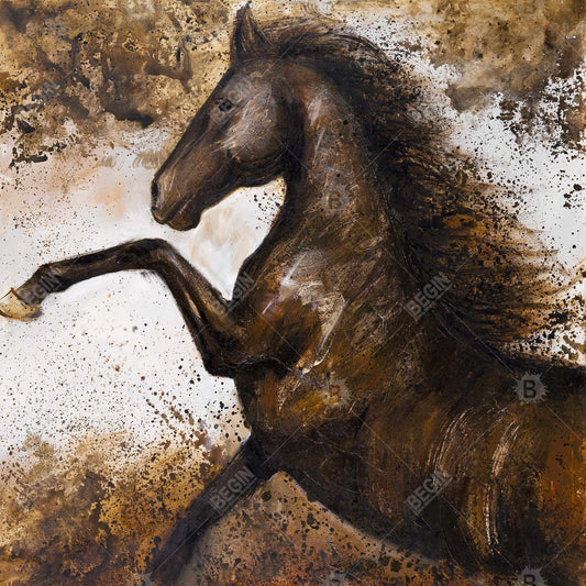 Horse rushing into the soil - 08x08 Print on canvas