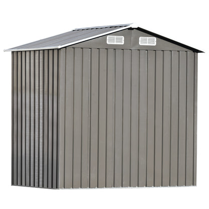 TOPMAX Patio 6ft x4ft Bike Shed Garden Shed, Metal Storage Shed with Adjustable Shelf and Lockable Door, Tool Cabinet with Vents and Foundation for Backyard, Lawn, Garden, Gray