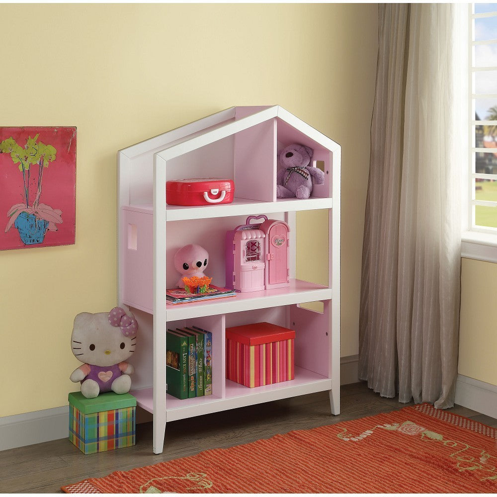 ACME Doll Cottage Bookcase in White & Pink 92560