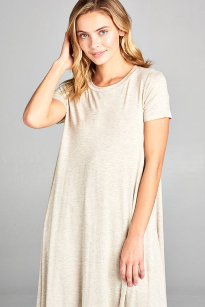 SOLID SWING SHORT SLEEVE DRESS