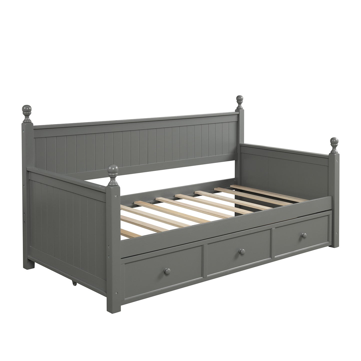 Wood Daybed with Three Drawers ,Twin Size Daybed,No Box Spring Needed ,Gray