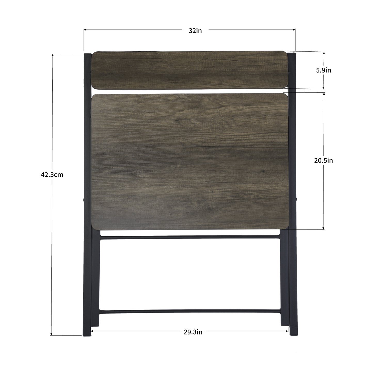 29.6" foldable desk with tier - WALNUT & BLACK