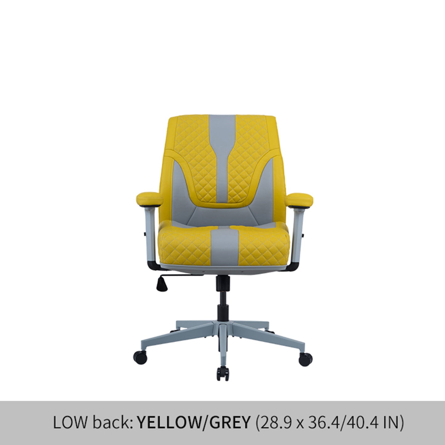 Office Desk Chair, Air Cushion Low Back Ergonomic Managerial Executive Chairs, Headrest and Lumbar Support Desk Chairs with Wheels and Armrest, Yellow/Grey