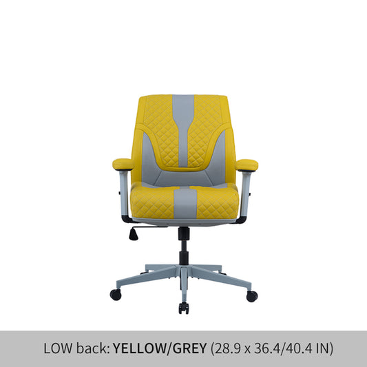 Office Desk Chair, Air Cushion Low Back Ergonomic Managerial Executive Chairs, Headrest and Lumbar Support Desk Chairs with Wheels and Armrest, Yellow/Grey