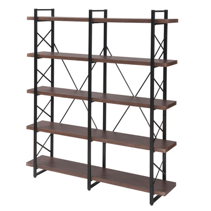 [VIDEO] Home Office 5 Tier Bookshelf, X Design Etageres Storage Shelf, Industrial Bookcase for Office with Metal Frame