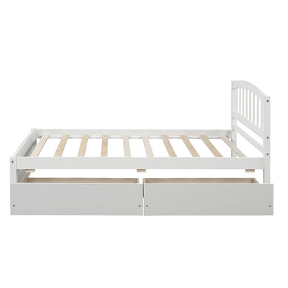 Twin Platform Storage Bed Wood Bed Frame with Two Drawers and Headboard, White （Previous SKU: SF000062KAA）