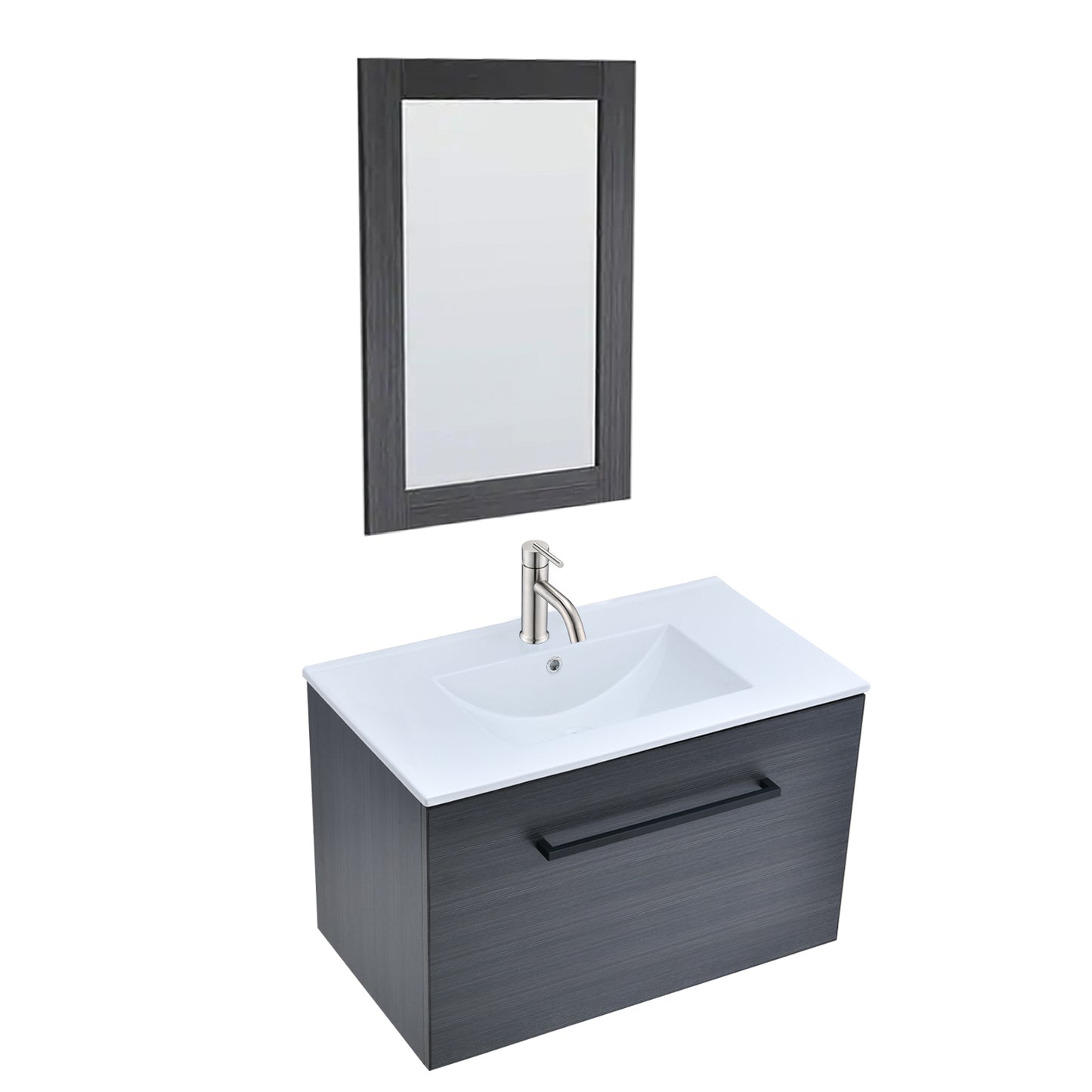 Wall-Mounted Cabinet, 32-inch Wide, Black Bathroom Vanity Cabinet Set with Mirror