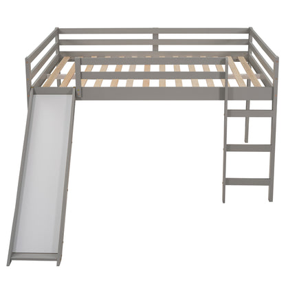 Loft Bed with Slide, Multifunctional Design, Full (Gray)(OLD SKU :WF281157AAE)