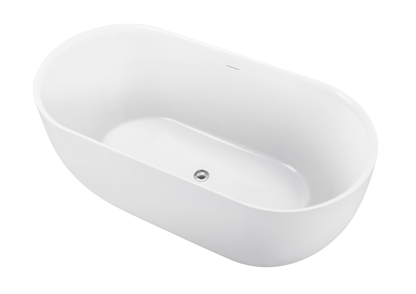 59" 100% Acrylic Freestanding Bathtub，Contemporary Soaking Tub，white Bathtub