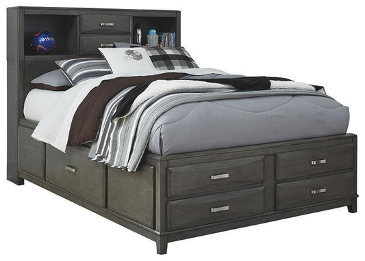 Ashley Caitbrook Gray Contemporary Full Storage Bed with 7 Drawers B476B4