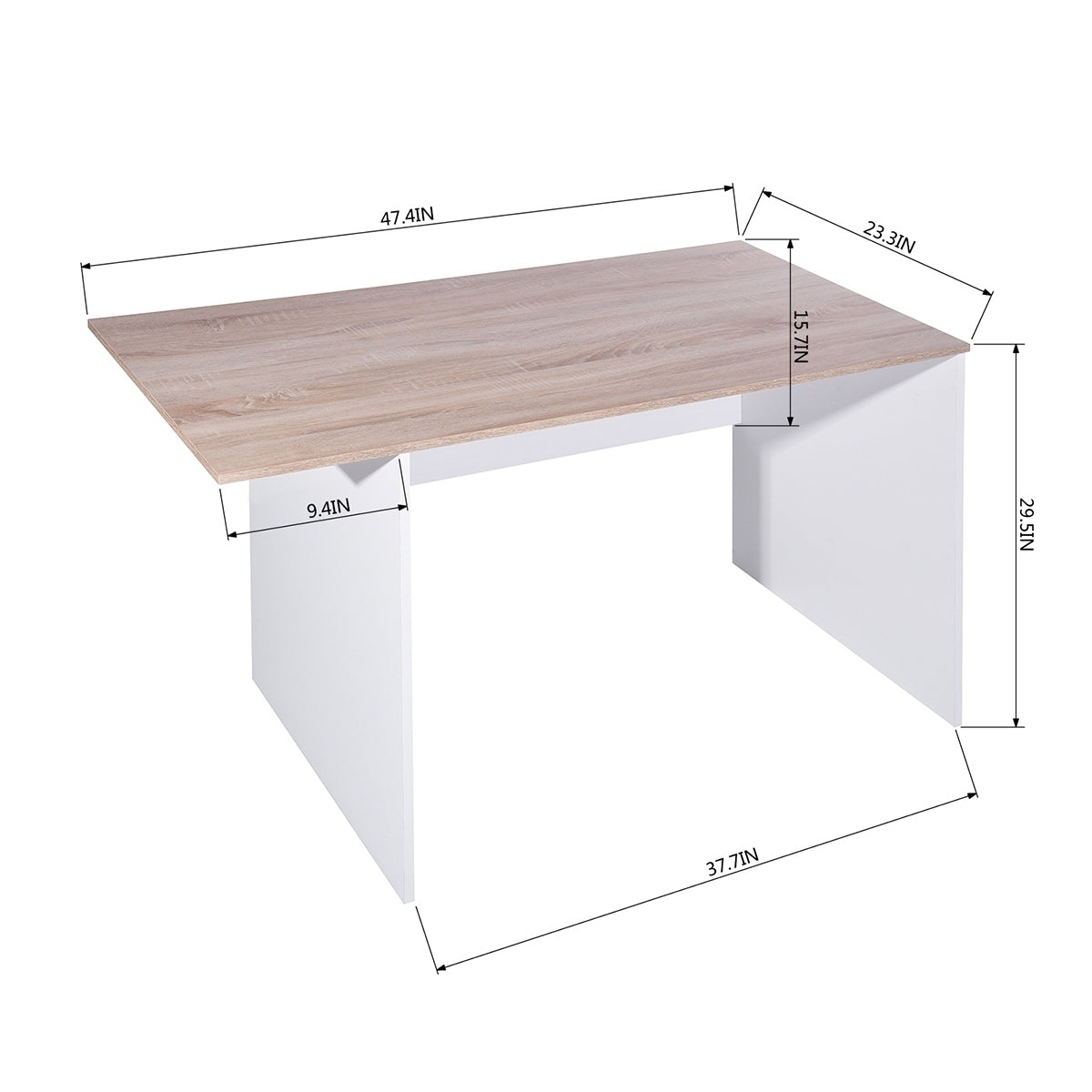 47.4" L Computer Desk with movable bookcase, oak & white