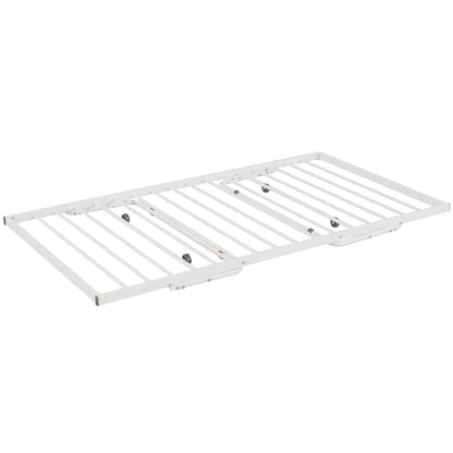 Full Size Metal Daybed with Twin Size Adjustable Trundle, Portable Folding Trundle, White