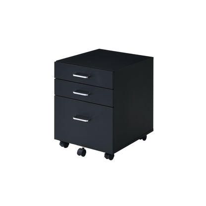 ACME Tennos Cabinet, Black & Chrome Finish 93199