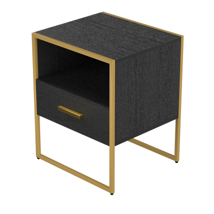 Update Modern Nightstand with 1Drawers, Suitable for Bedroom/Living Room/Side Table (Gold and Black )