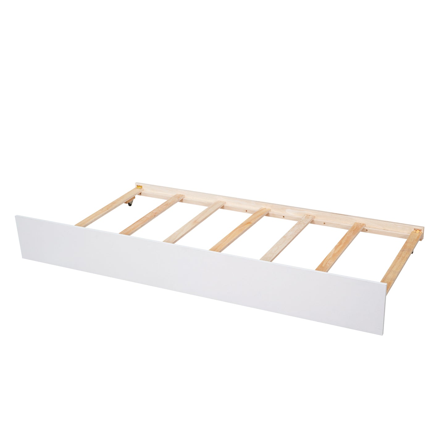 Full Size Platform Bed with Trundle and Shelves, White
