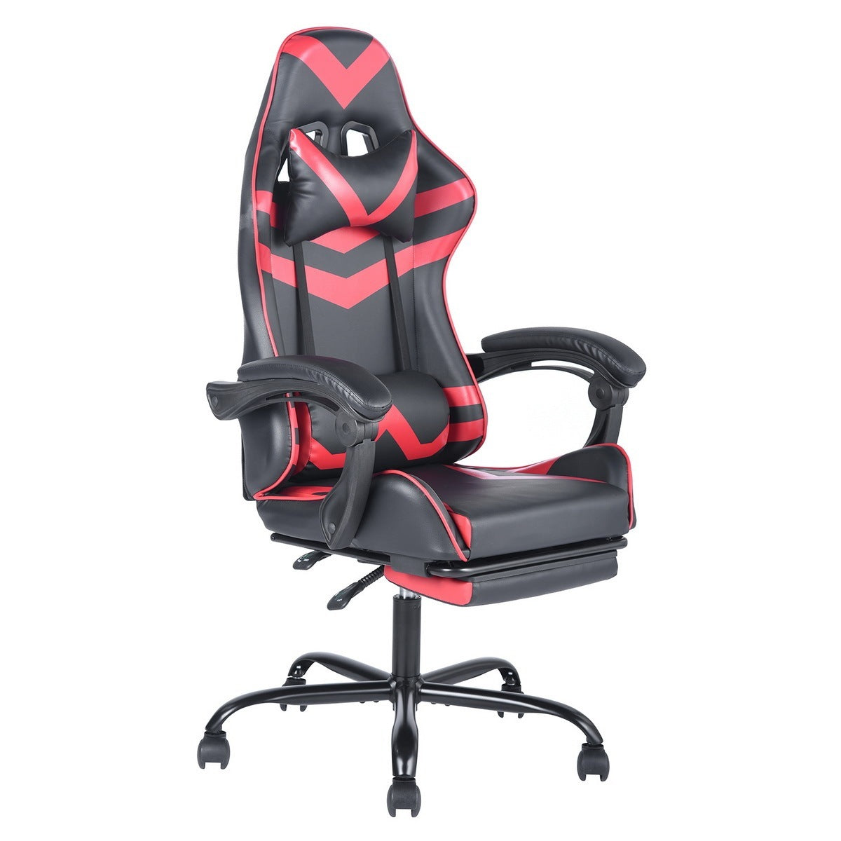 Gaming Office High Back Computer Leather Desk Mesh Ergonomic 180 Degrees Adjustable Swivel Task Chair with Headrest and Lumbar Support, & Footrest , Red