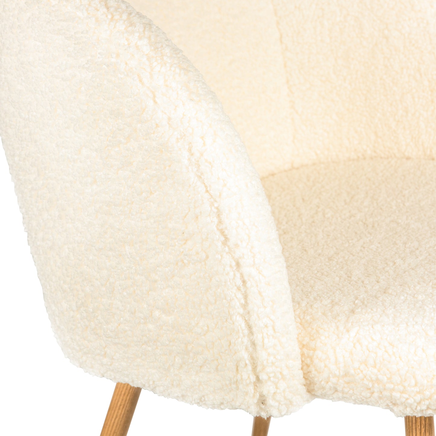 Upholstered teddy faux fur dining armrest chair set of 2 (Off White)