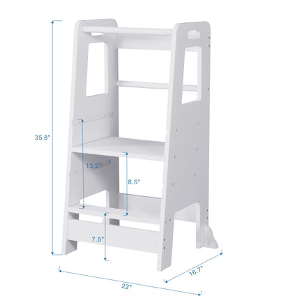 kitchen step stool, toddler step tower，Step Stools for Kids, Toddler Step Stool for Kitchen Counter, The Original Kitchen Stepping Stool, Adjustable Platform, White