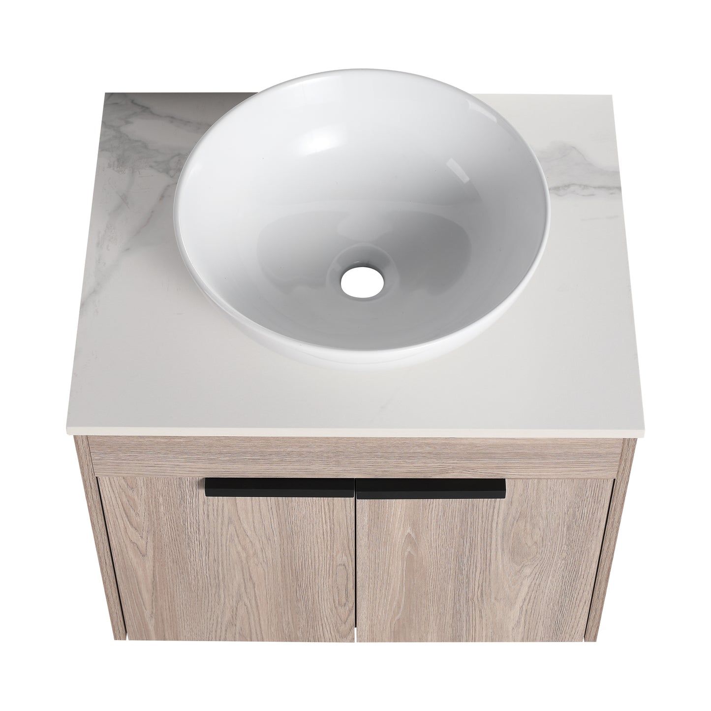 24 " Modern Design Float Bathroom Vanity With Ceramic Basin Set,  Wall Mounted White Oak Vanity  With Soft Close Door,KD-Packing，KD-Packing，2 Pieces Parcel（TOP-BAB321MOWH）