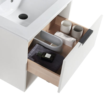 24 inches Bathroom Vanity with Integrated Ceramic Sink and 1 Soft Close Drawer