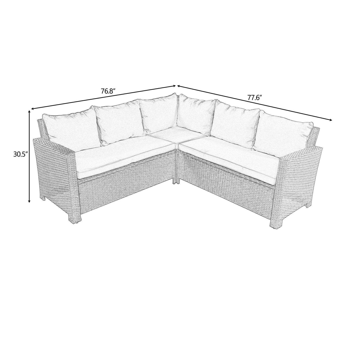 U_STYLE Patio Furniture Set, 8 Piece Outdoor Conversation Set, Dining Table Chair with Ottoman, Cushions