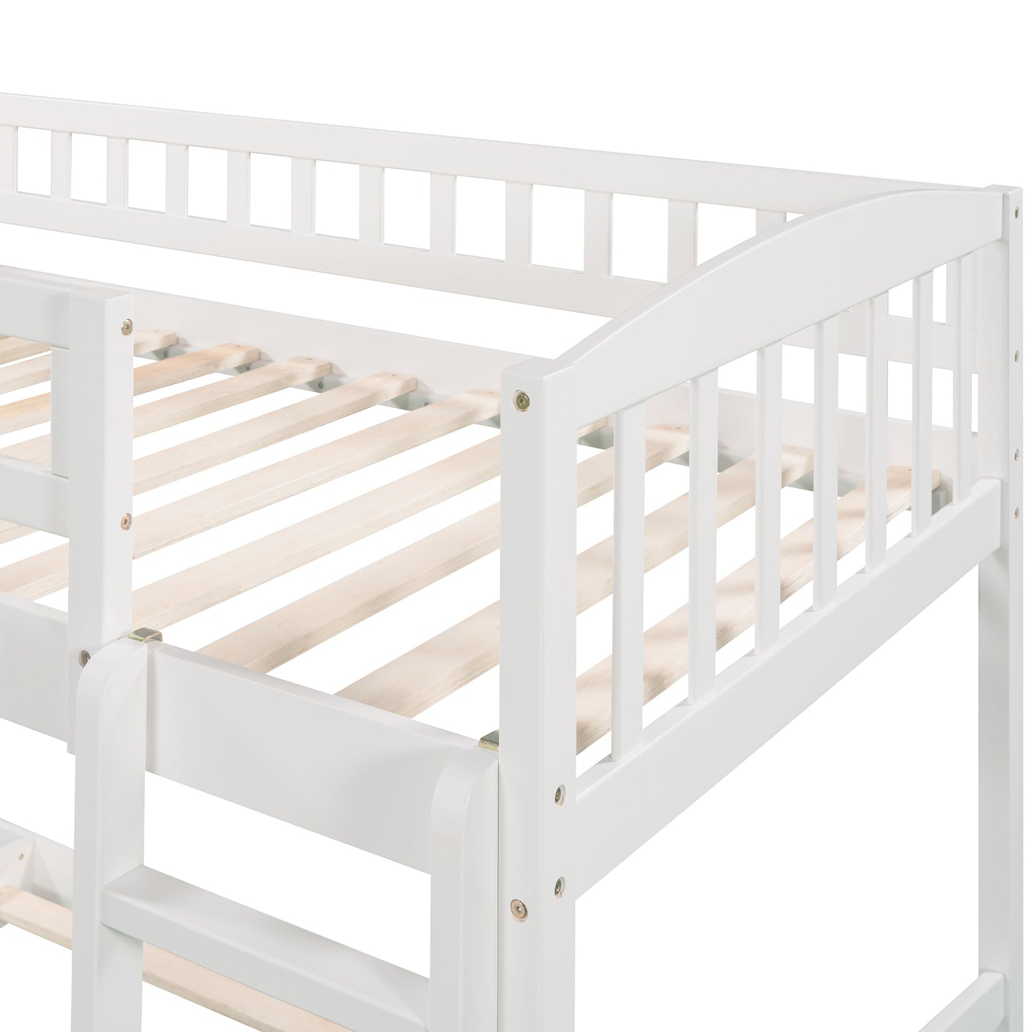 Twin Over Twin Bunk Bed with Slide and Ladder, White(OLD SKU :LP000514AAK)