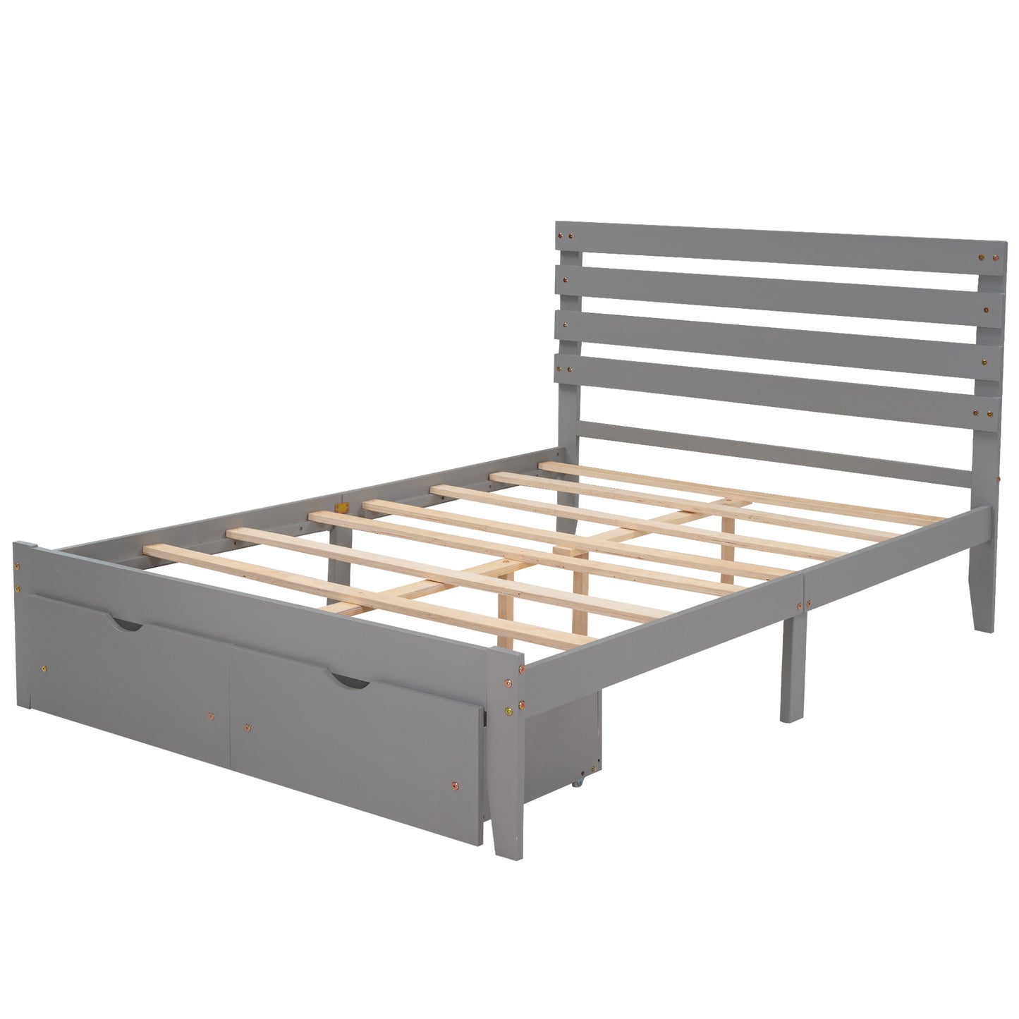 Full Size Platform Bed with Drawers, Gray(New SKU:WF288468AAE)