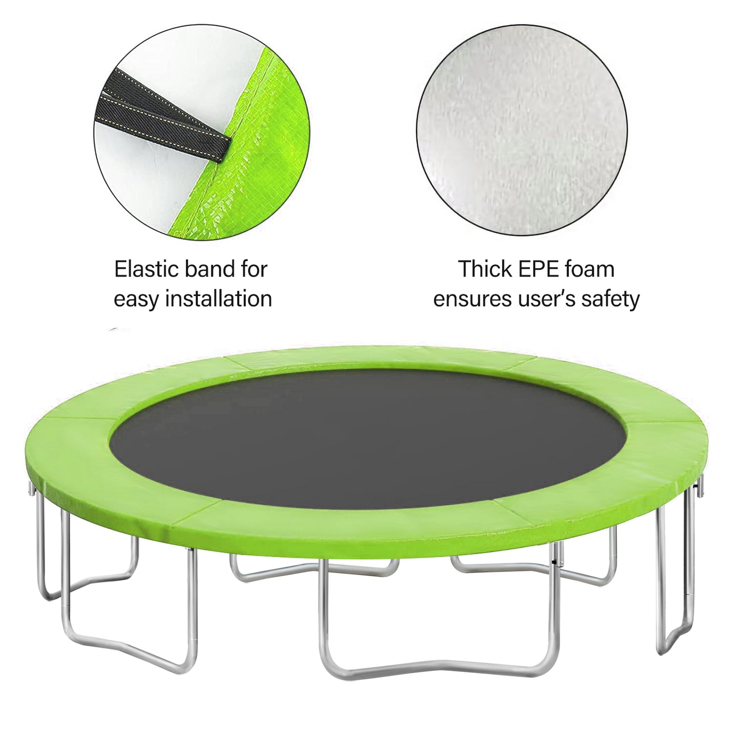 Trampoline Safety Pad for 15ft trampoline - Replacement Spring Cover Pad, No Holes for Poles, Waterproof&UV-Resistant