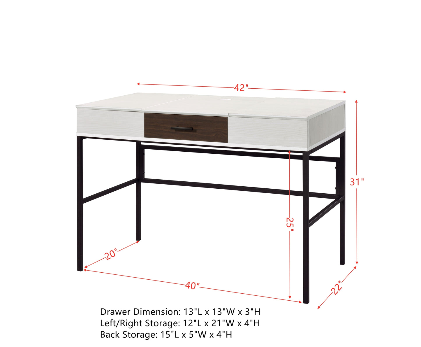 ACME Verster Built-in USB Port Writing Desk, Natural & Black Finish 93090