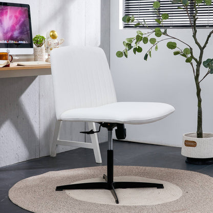 White High Grade Pu Material. Home Computer Chair Office Chair Adjustable 360 ° Swivel Cushion Chair With Black Foot Swivel Chair Makeup Chair Study Desk Chair. No Wheels