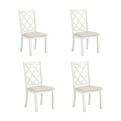 TOPMAX Mid-Century Solid Wood Upholstered Dining Chairs for Small Places, Set of 4, Beige