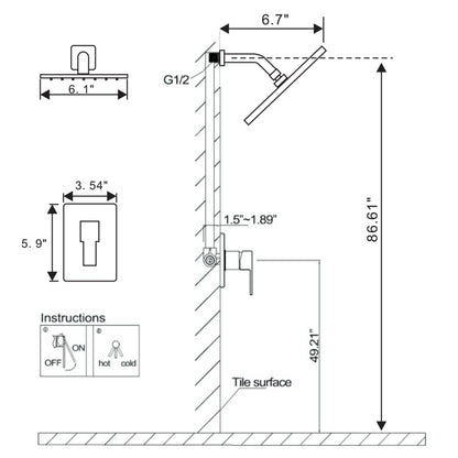 Complete Shower System With Rough-In Valve