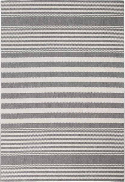 Hampton White and Gray Polypropylene Indoor/ Outdoor Area Rug